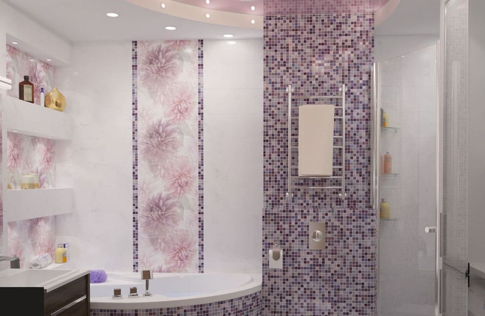 Бело фиолетовая мозаика с рисуноком