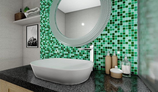 Зеленая мозаика для туалета