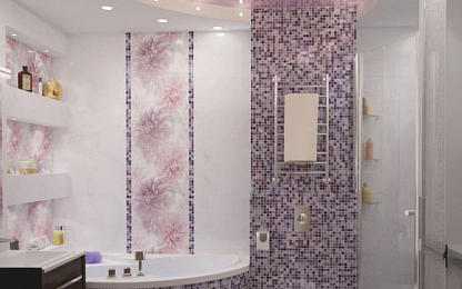 Бело фиолетовая мозаика с рисуноком